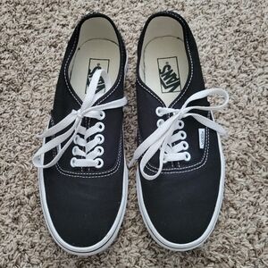 Vans Authentic Shoes Black Canvas Sneakers Size Men's 6.5 / Women's 8